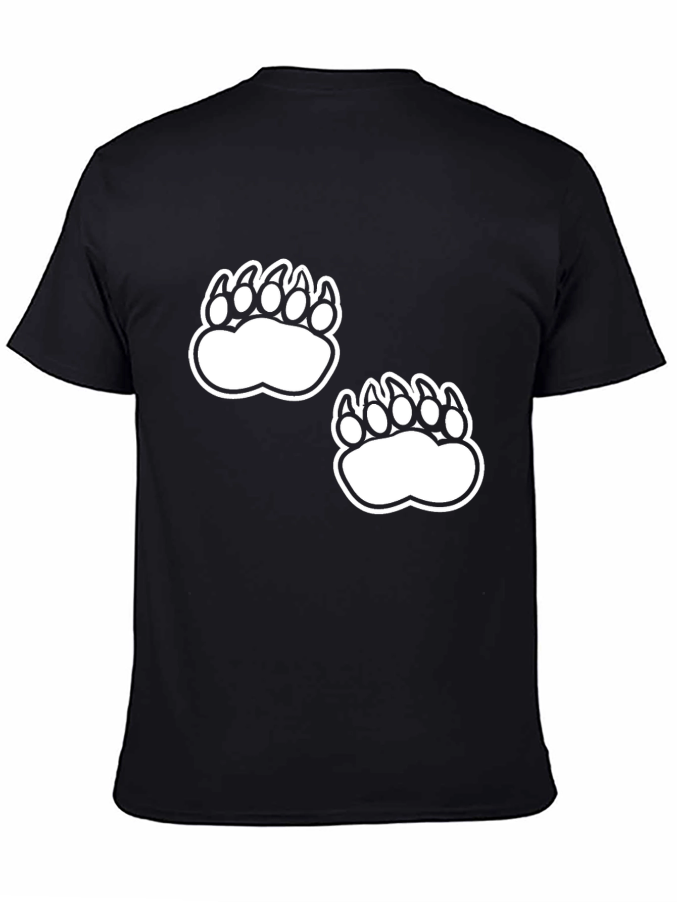 Black Tee with White Bear Paw Prints