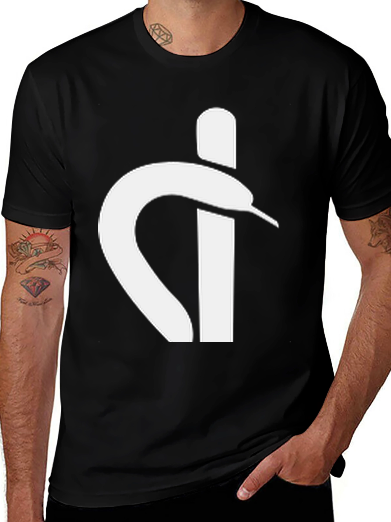 Modern Snake T-Shirt - Black Cotton Blend