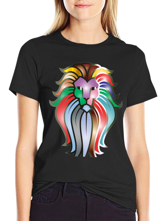 Colorful Lion Graphic T-Shirt - Bold Statement Tee