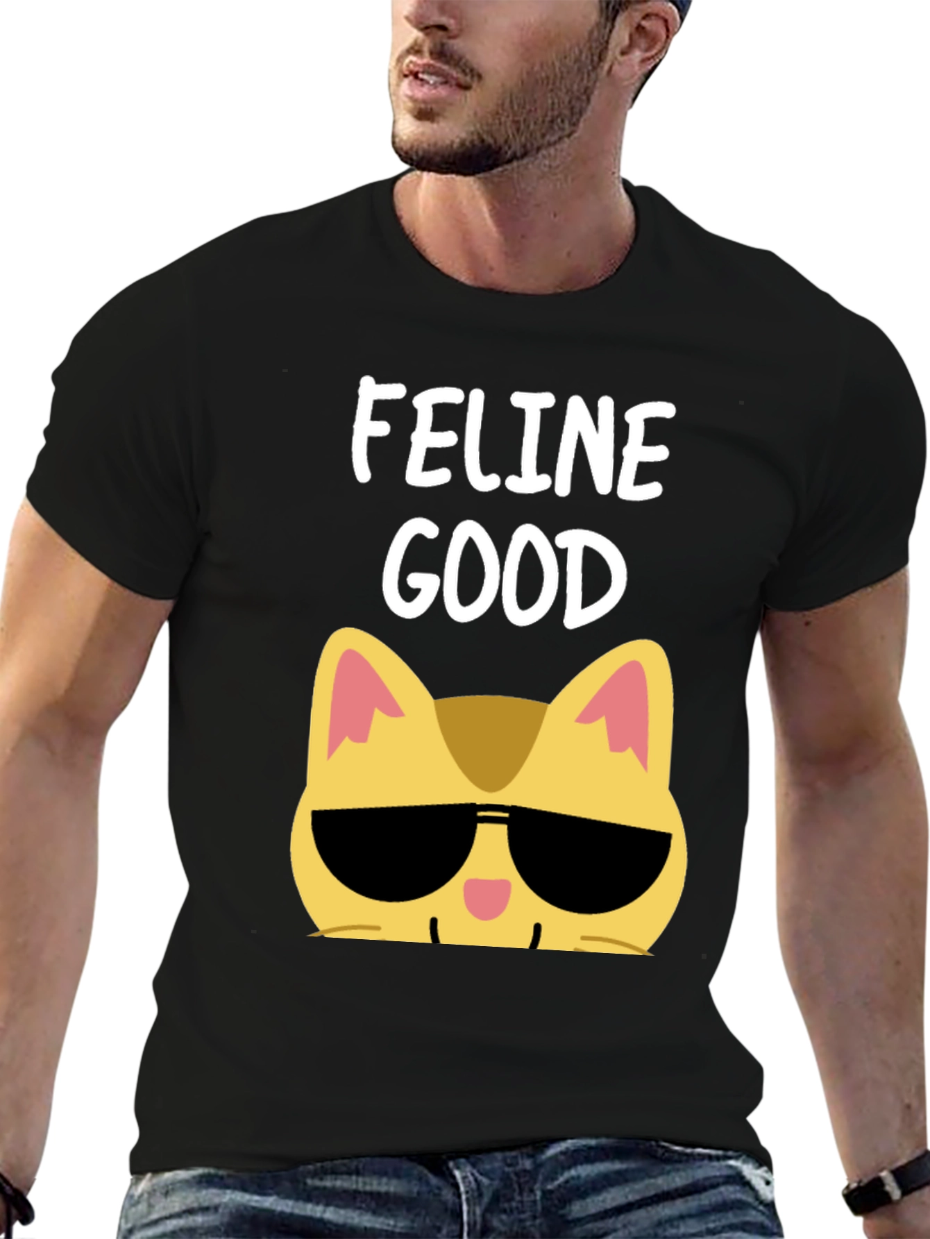 Feline Good Cat Sunglasses Graphic T-Shirt