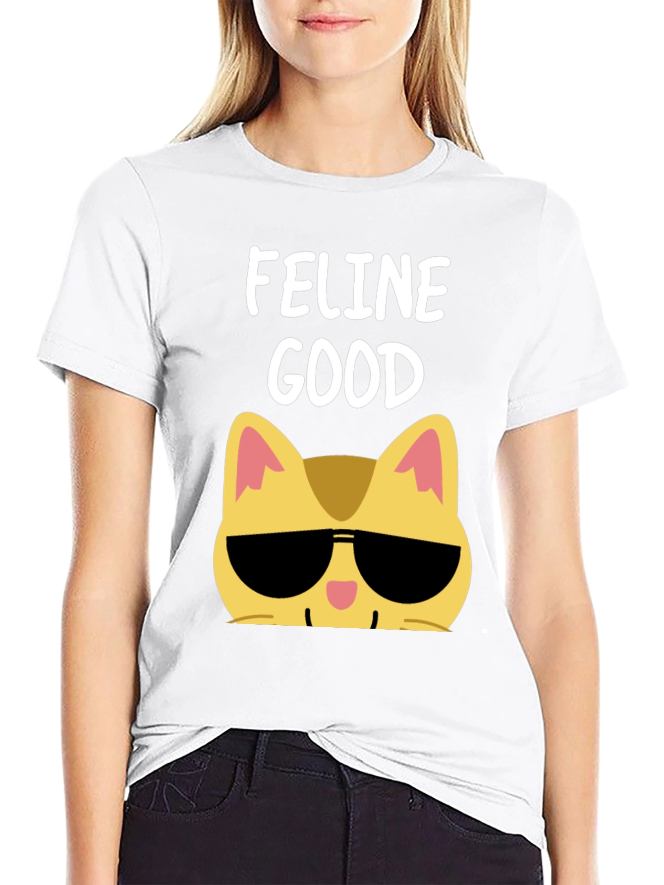 Feline Good Cat Sunglasses Graphic T-Shirt