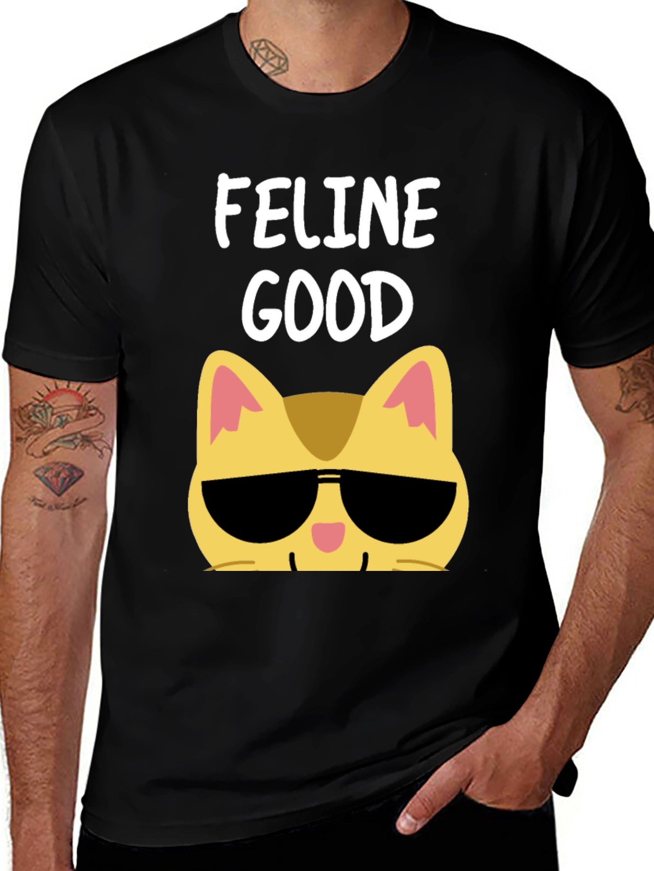 Feline Good Cat Sunglasses Graphic T-Shirt