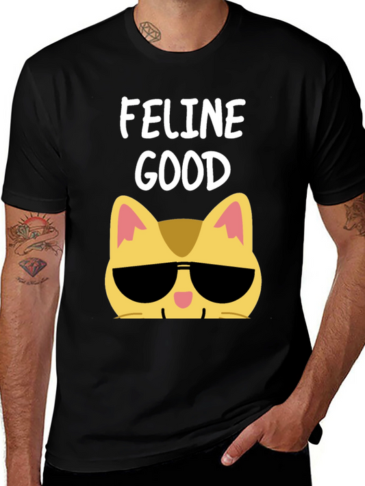 Feline Good Cat Sunglasses Graphic T-Shirt