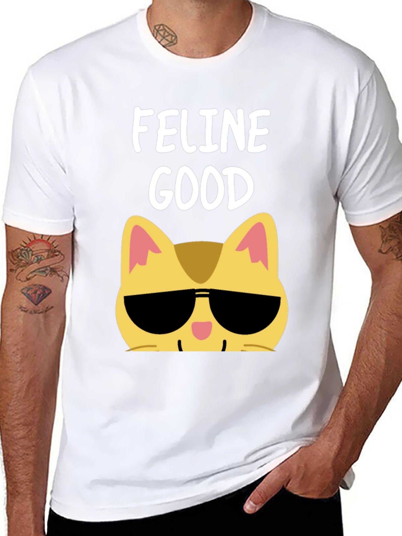 Feline Good Cat Sunglasses Graphic T-Shirt