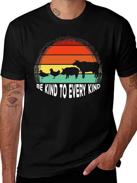 Be Kind to Every Kind Animal Silhouette Sunset Graphic T-Shirt