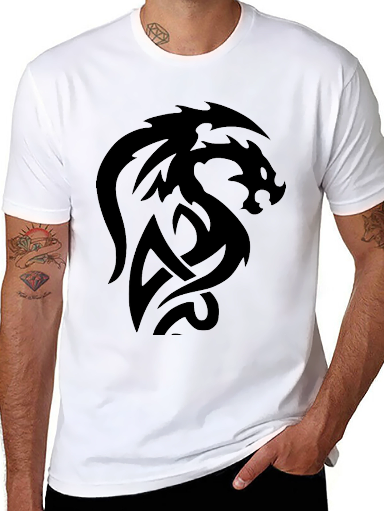 Dragon Graphic Black T-Shirt - Mens Short Sleeve