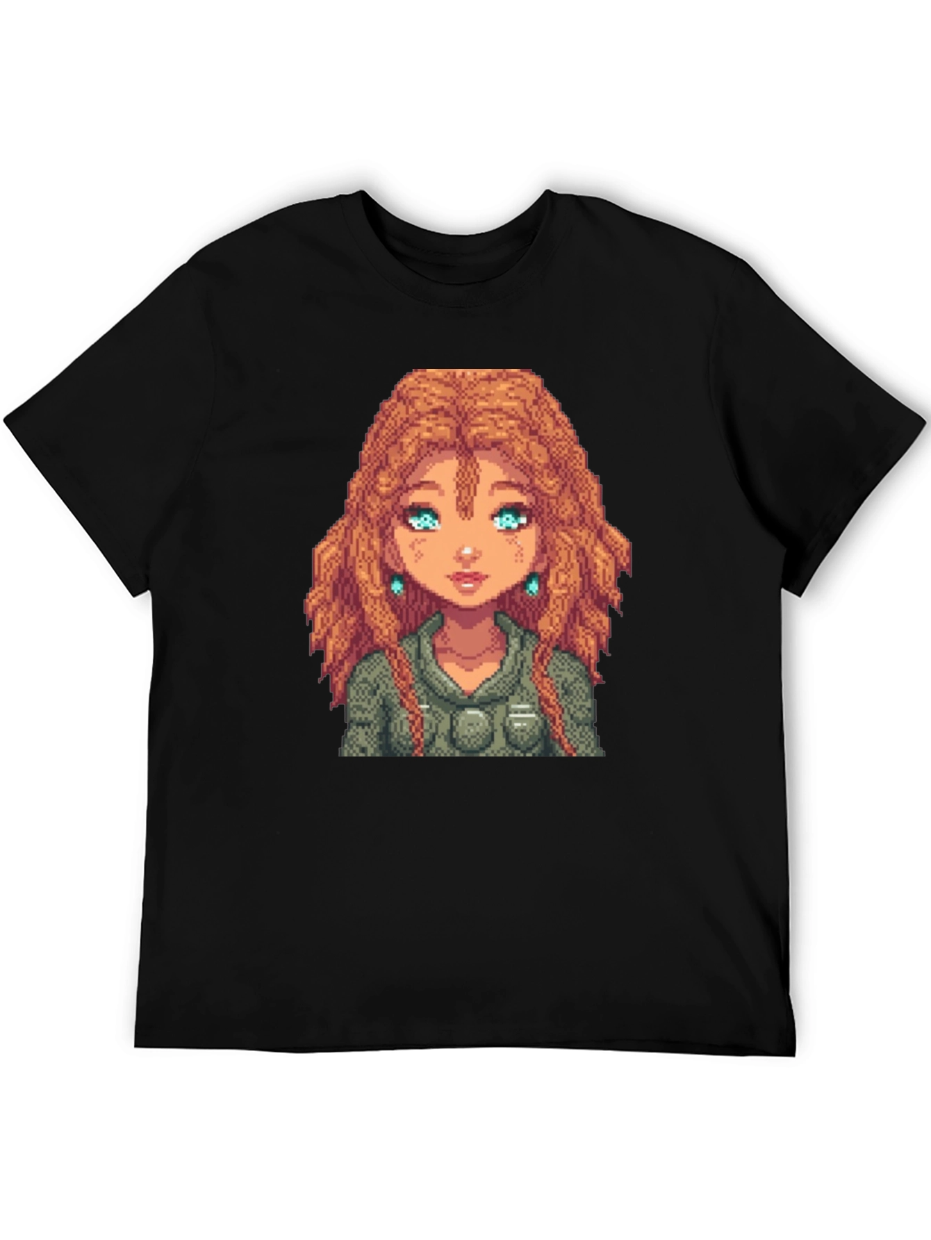 Pixel Art Woman Black T-Shirt