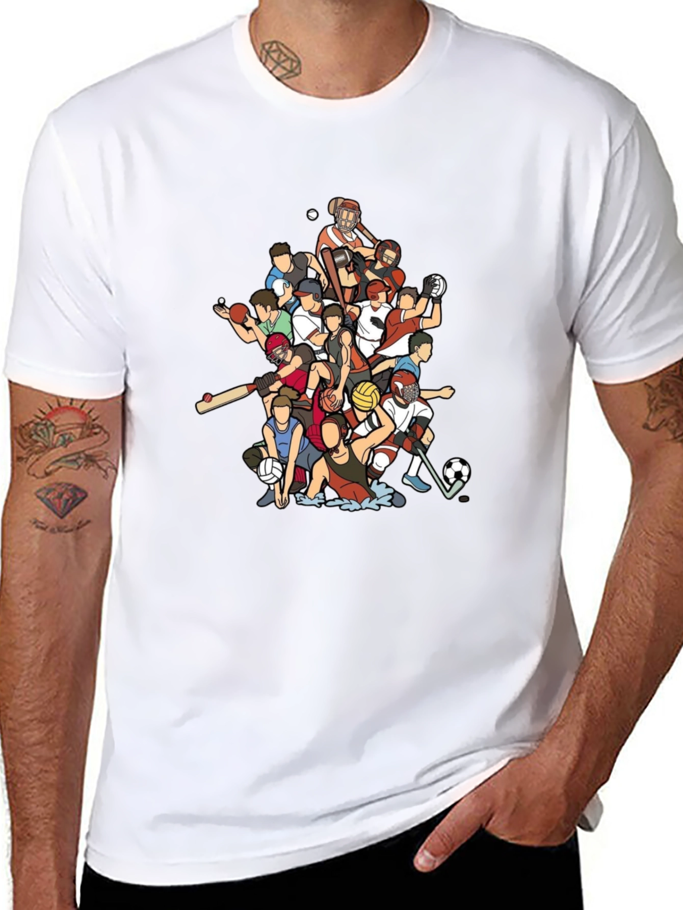 Sports Cartoon Black Graphic T-Shirt