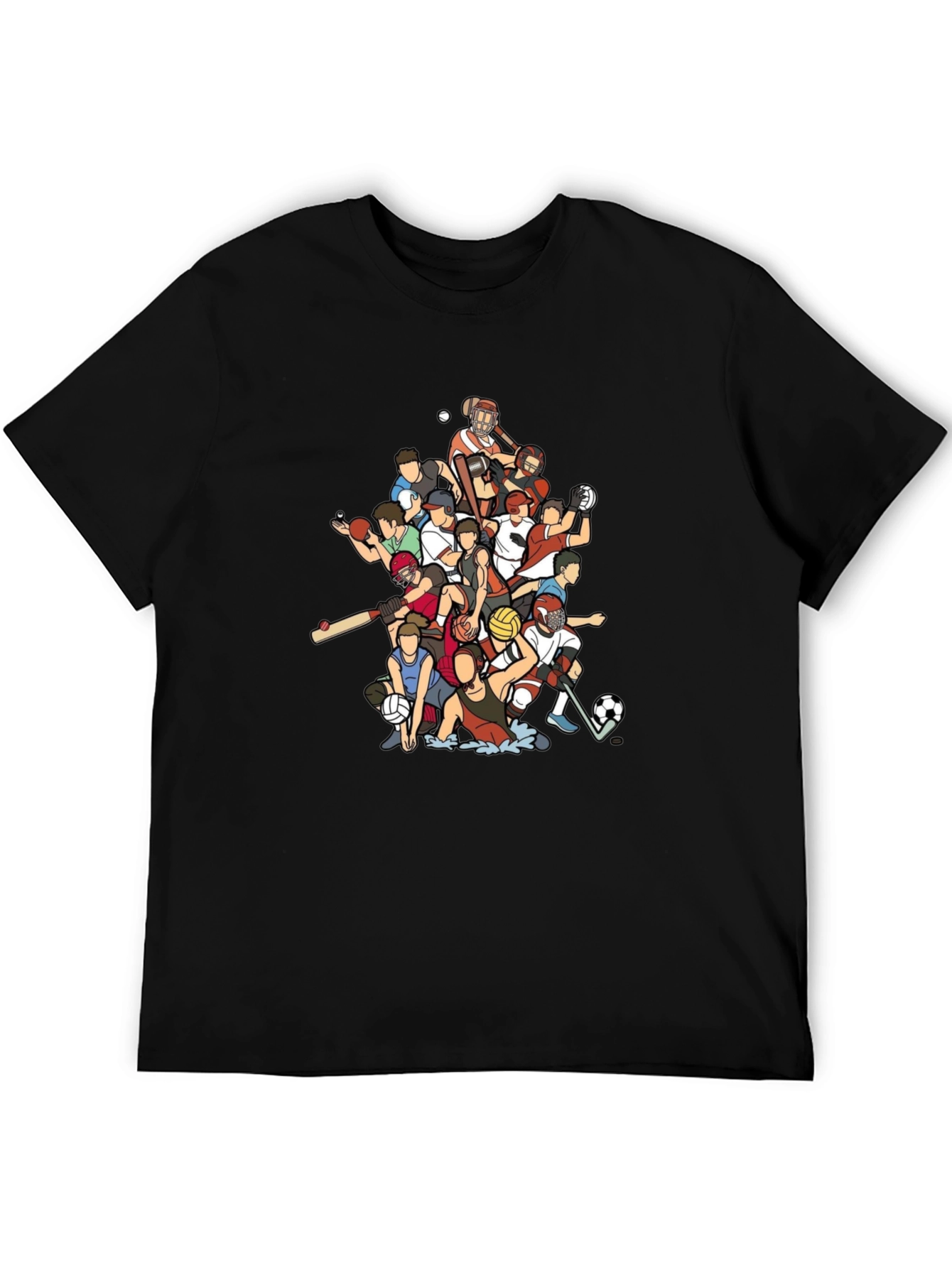 Sports Cartoon Black Graphic T-Shirt