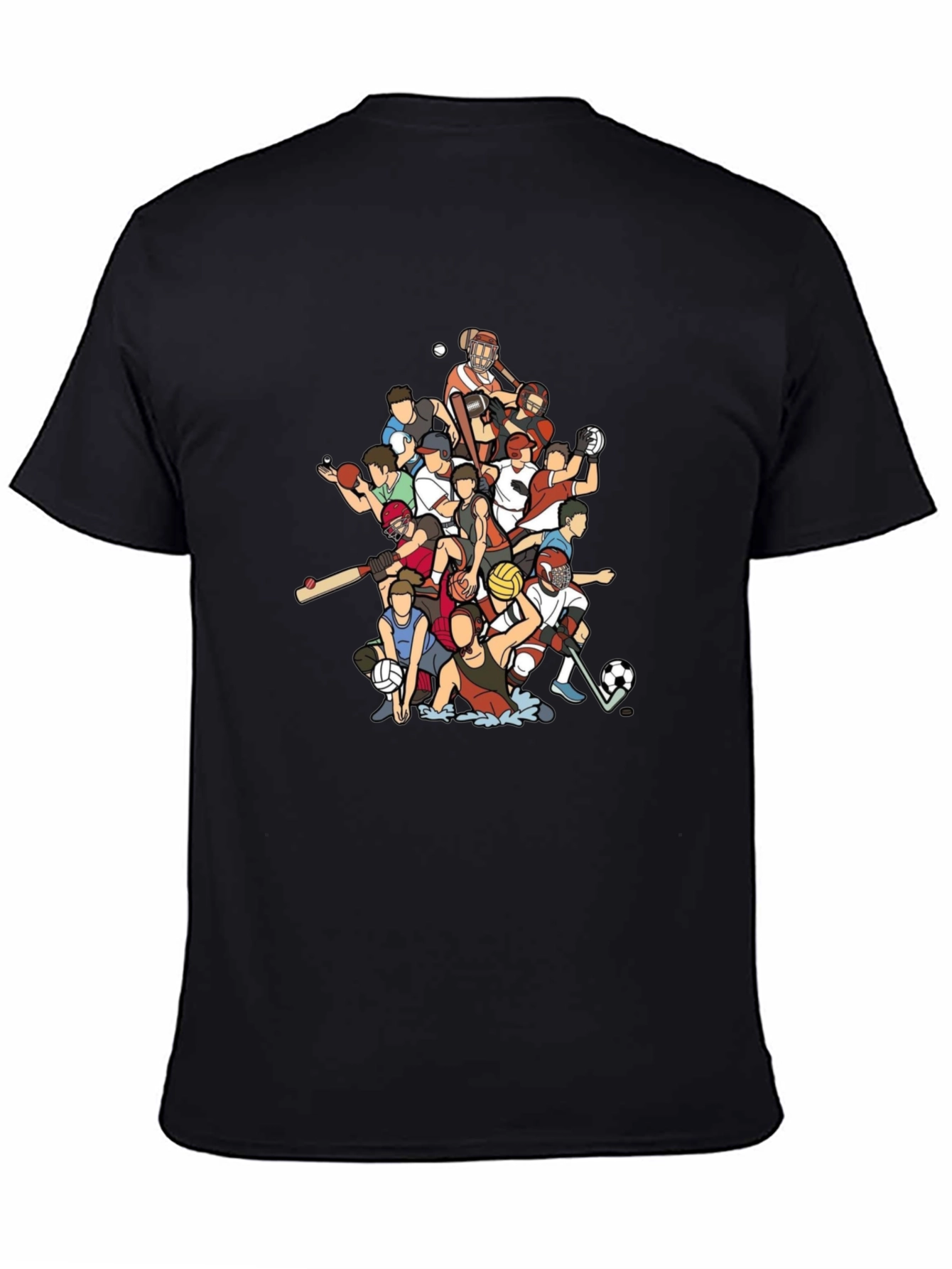 Sports Cartoon Black Graphic T-Shirt