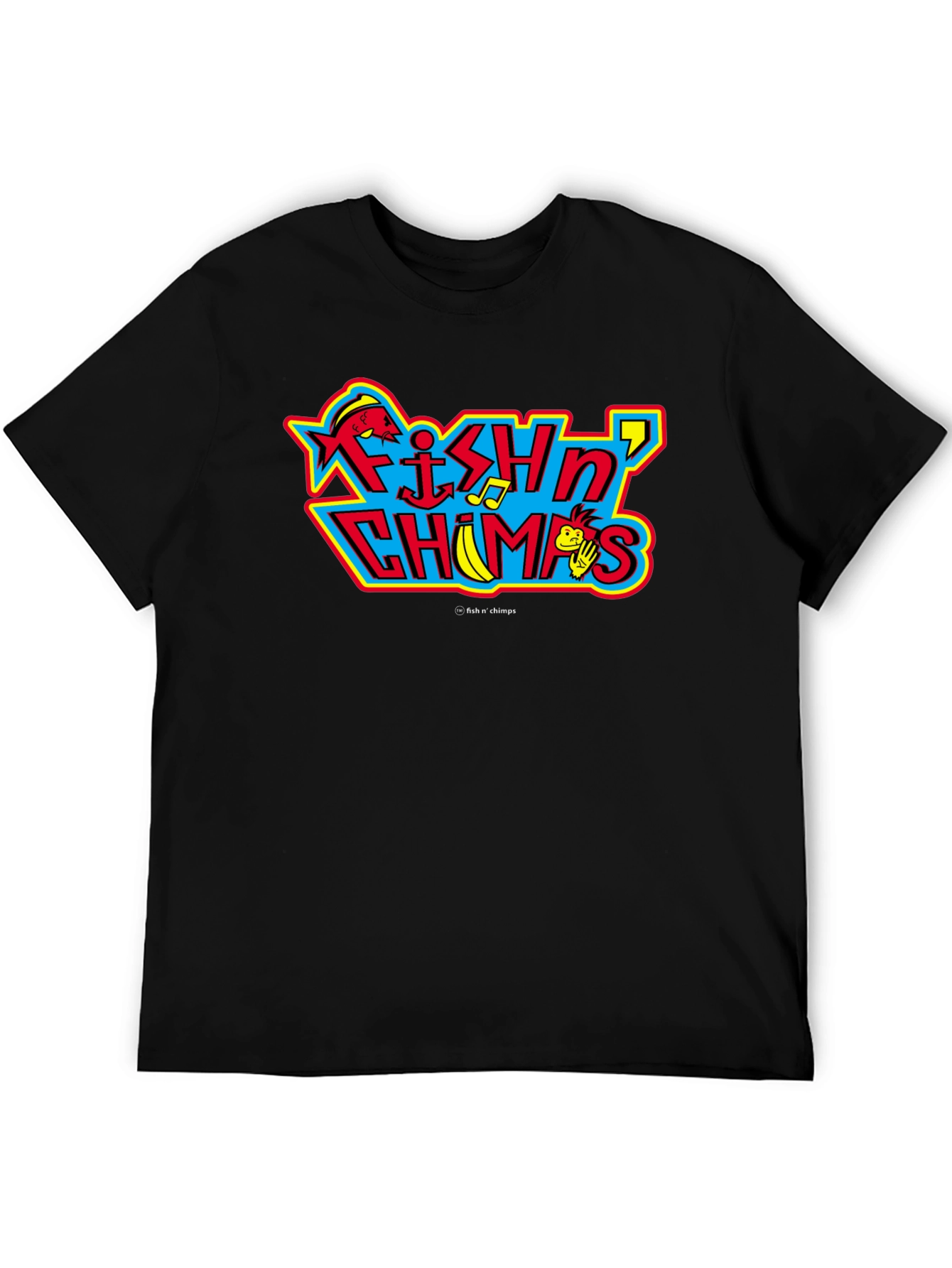 Fish N Chimps Black T-Shirt Quirky Design