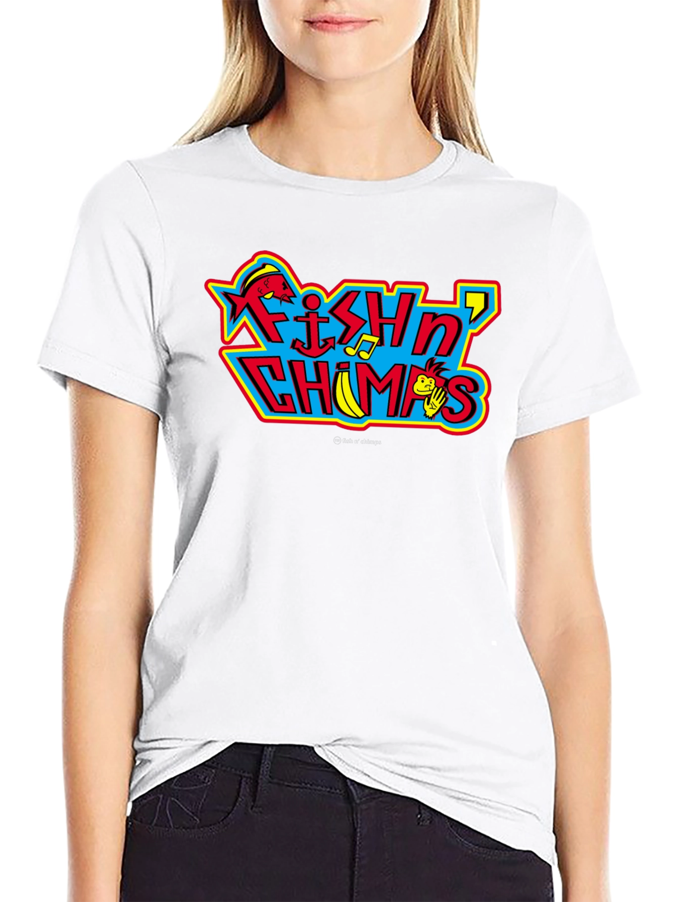 Fish N Chimps Black T-Shirt Quirky Design