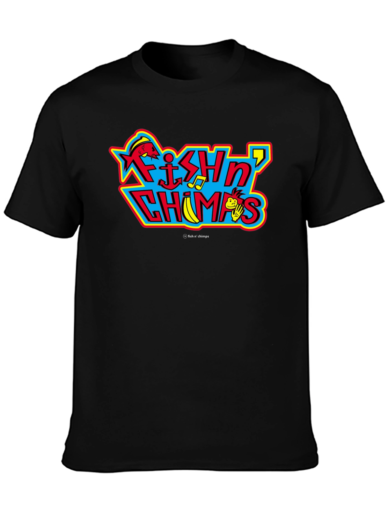Fish N Chimps Black T-Shirt Quirky Design