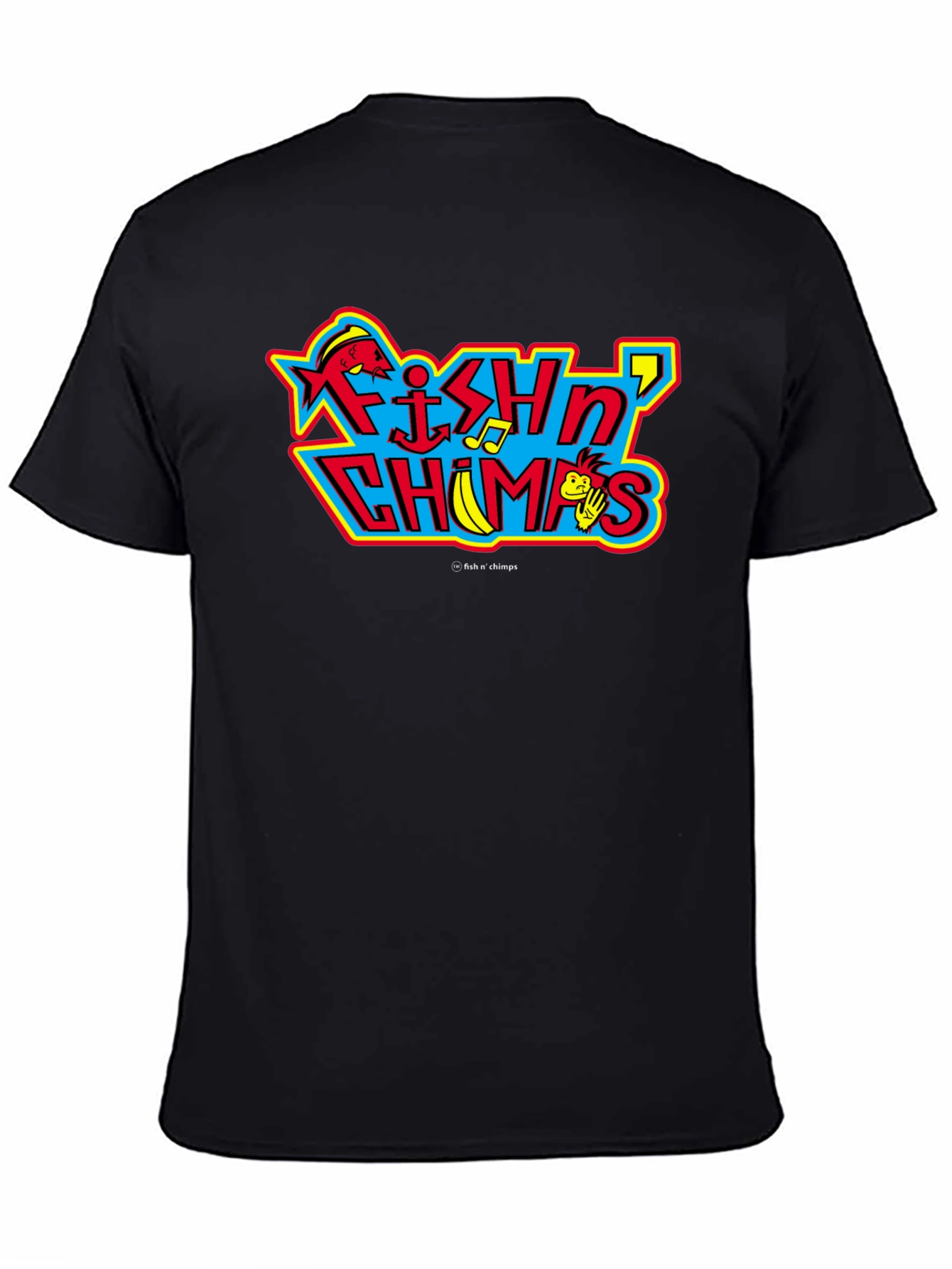 Fish N Chimps Black T-Shirt Quirky Design