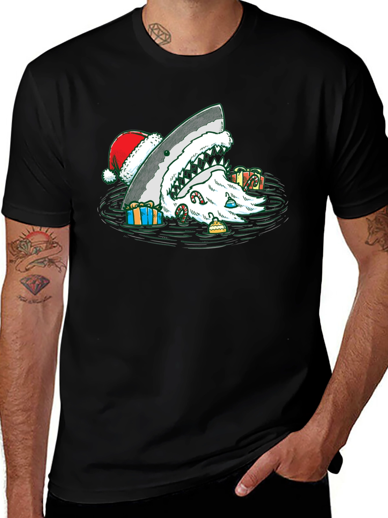 Christmas Shark Santa T-Shirt