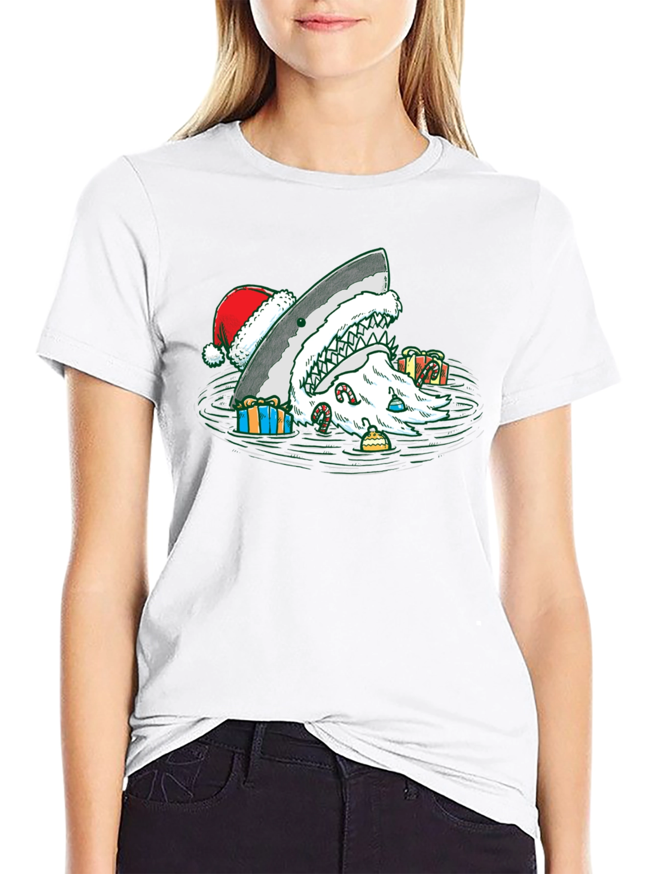 Christmas Shark Santa T-Shirt
