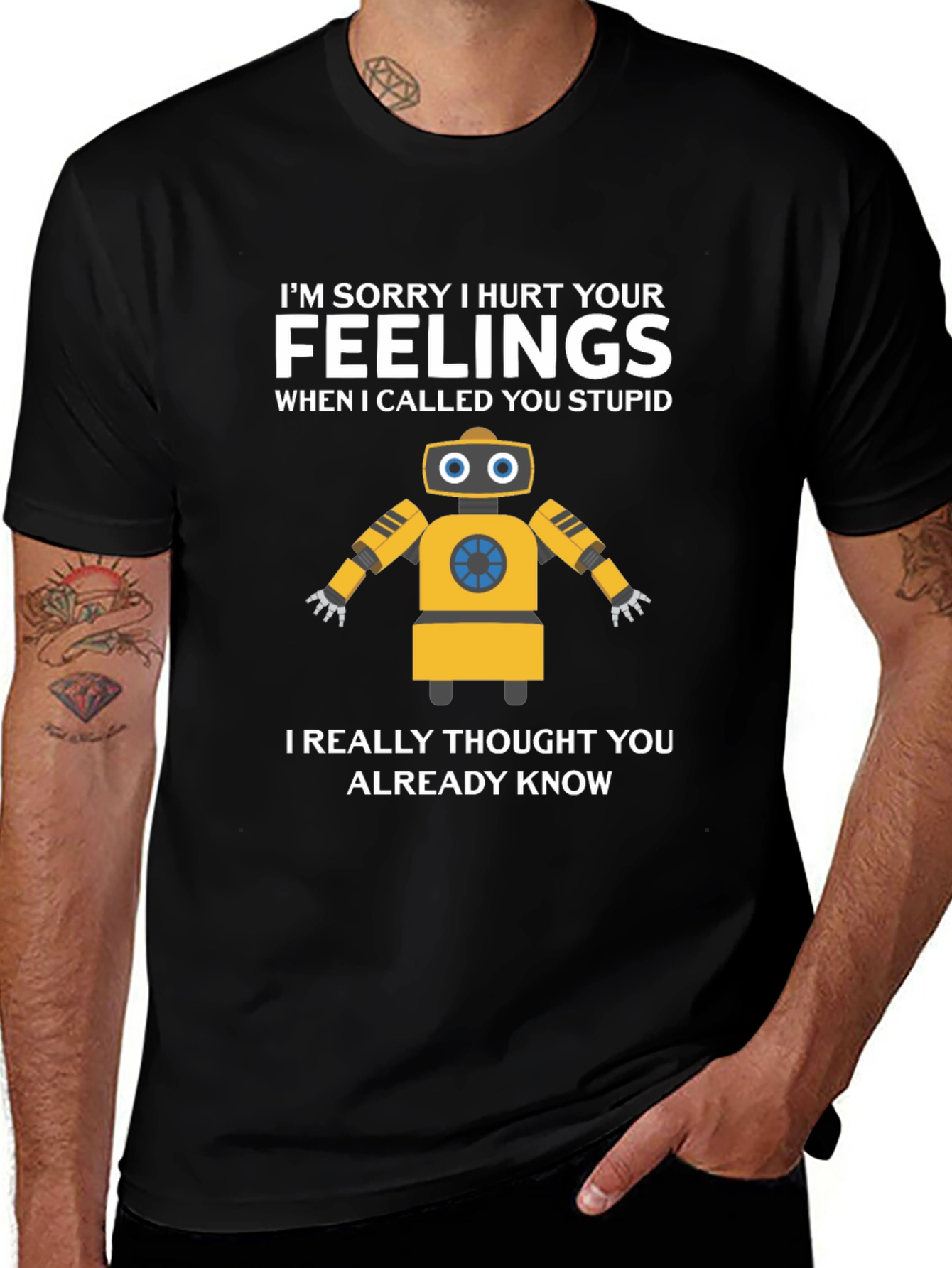 Funny Robot Apology Graphic T-Shirt