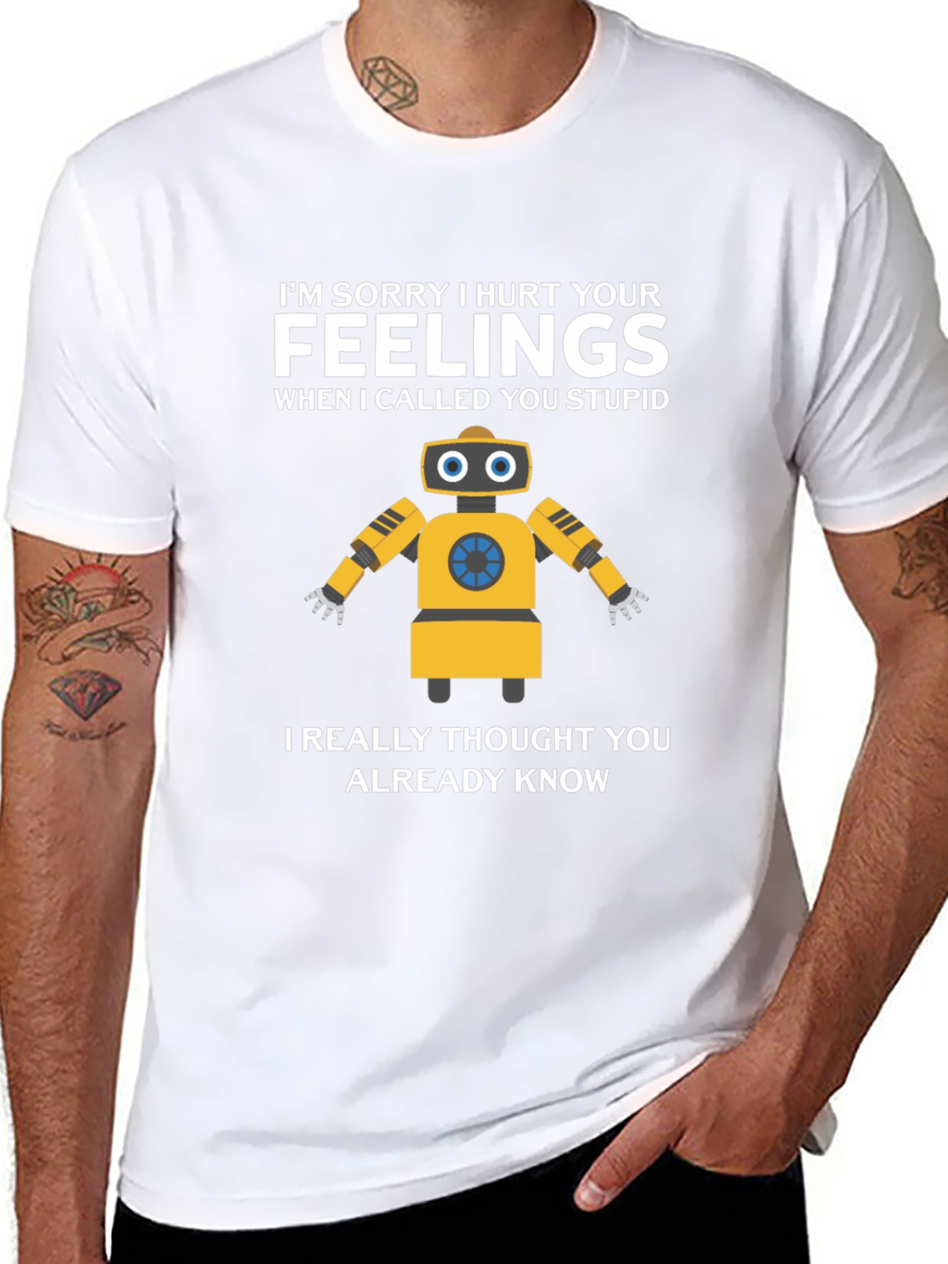 Funny Robot Apology Graphic T-Shirt