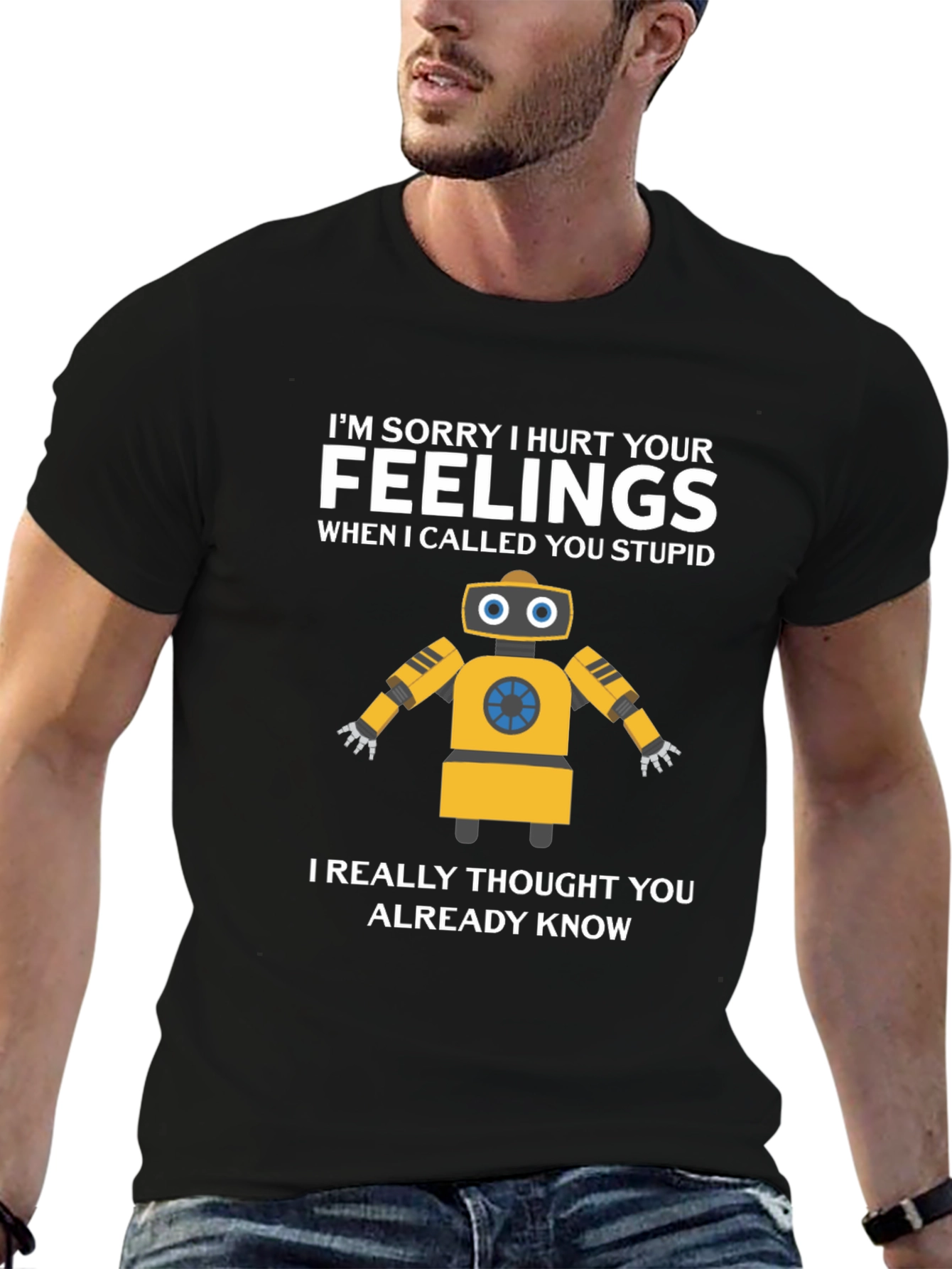 Funny Robot Apology Graphic T-Shirt