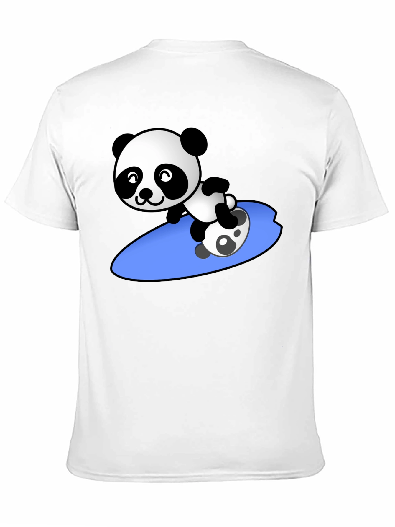 Surfing Panda Graphic Tee - Black Crew Neck