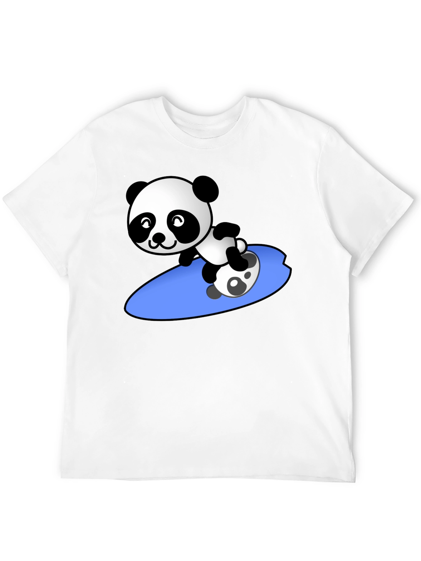 Surfing Panda Graphic Tee - Black Crew Neck