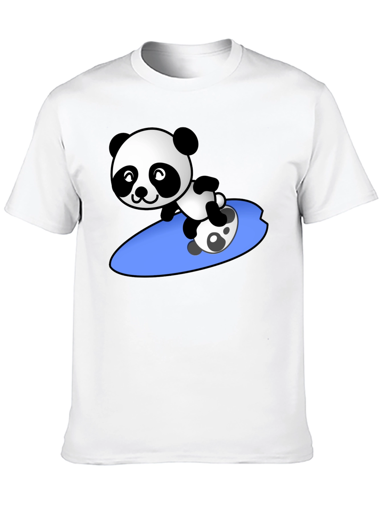 Surfing Panda Graphic Tee - Black Crew Neck
