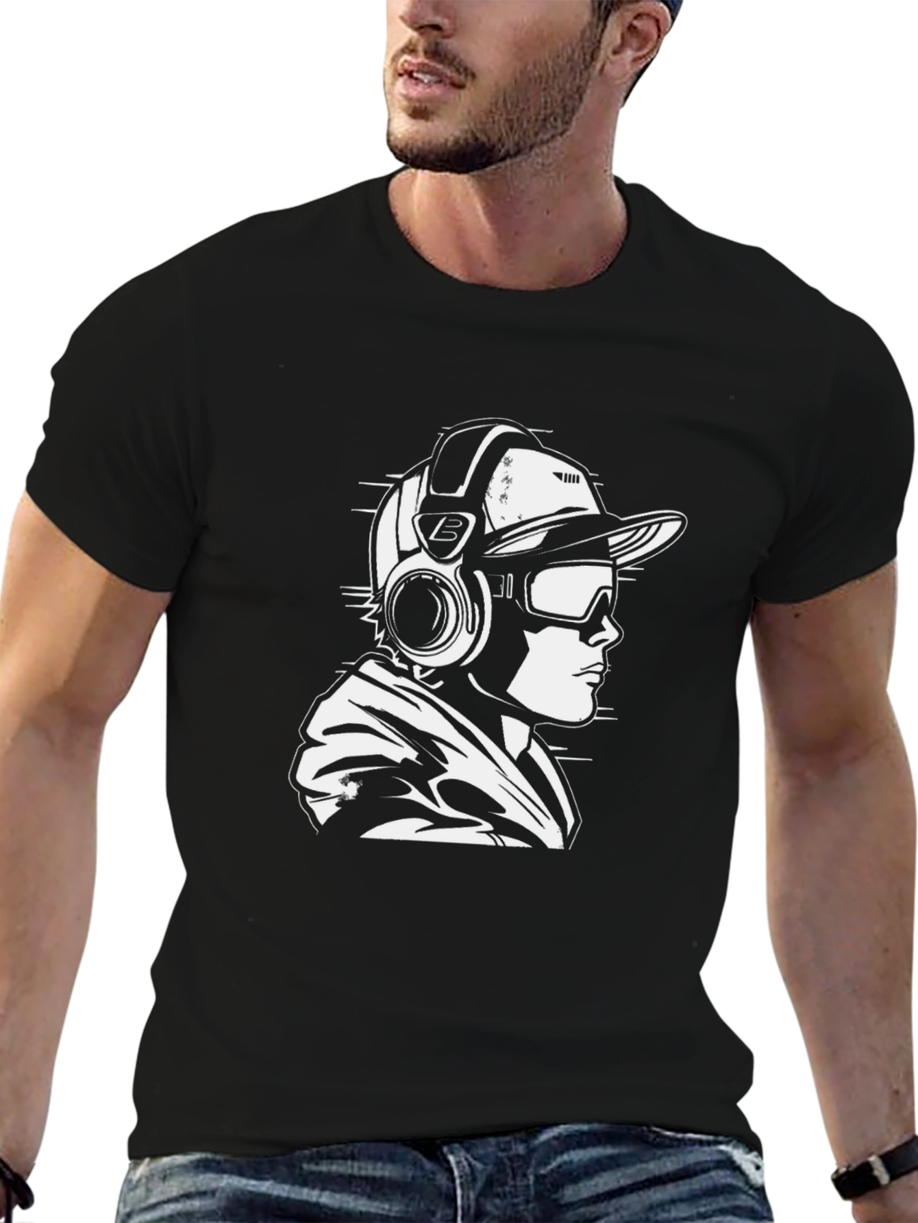 Cool Graphic Tee - DJ with Headphones Design