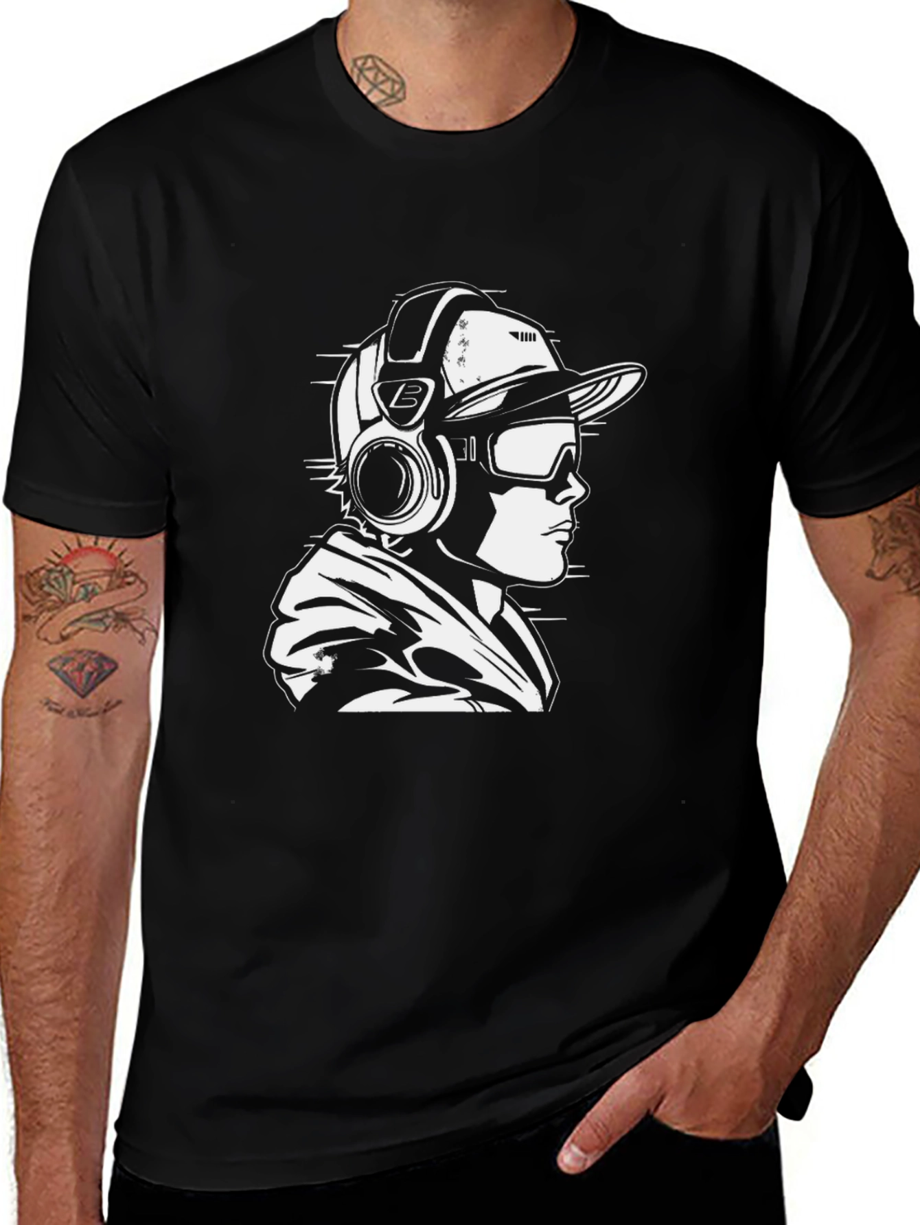 Cool Graphic Tee - DJ with Headphones Design