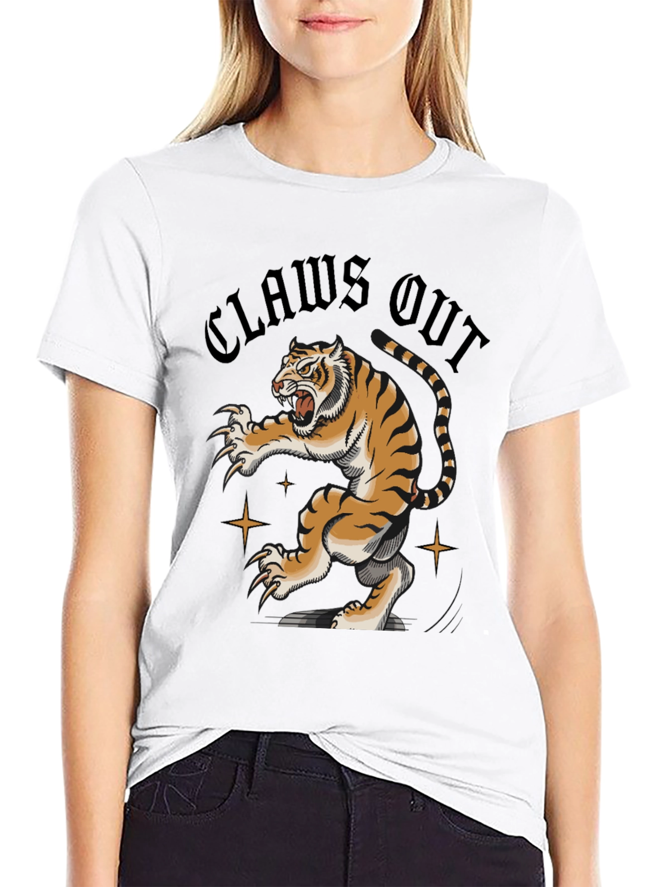 Claws Out Tiger Graphic Tee - Black