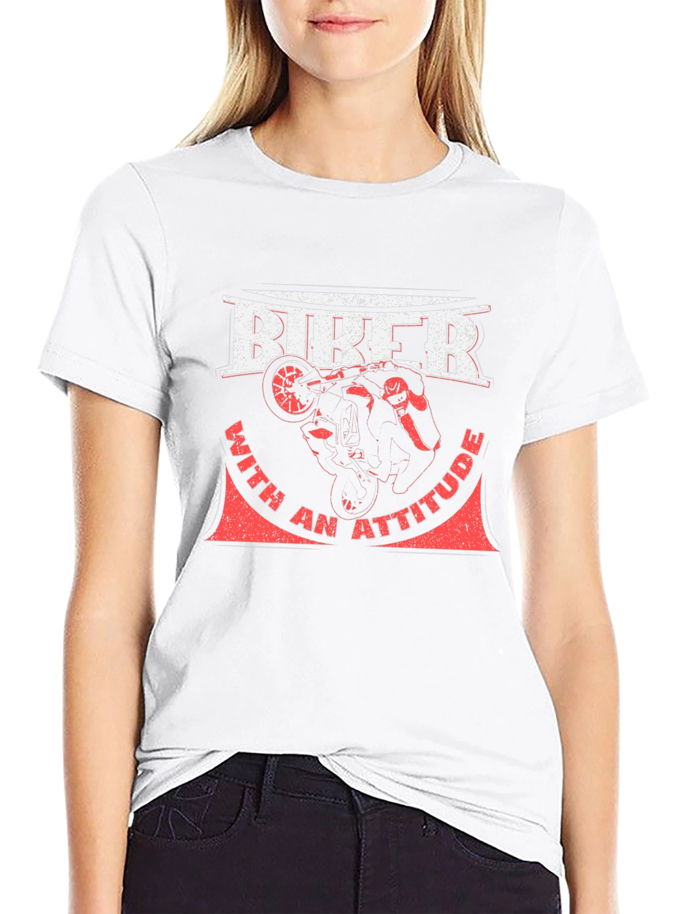 Biker with Attitude Black Graphic T-Shirt