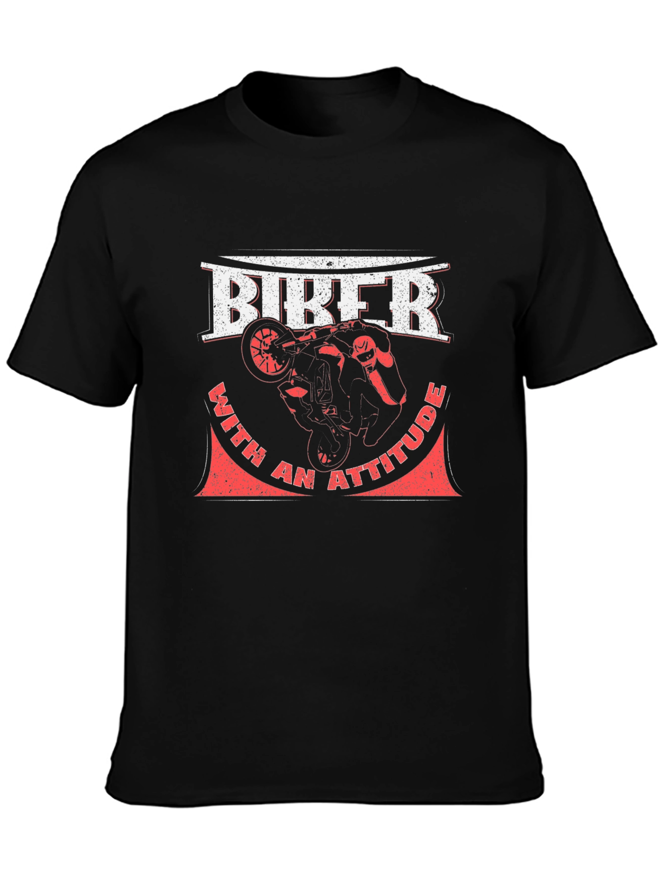 Biker with Attitude Black Graphic T-Shirt
