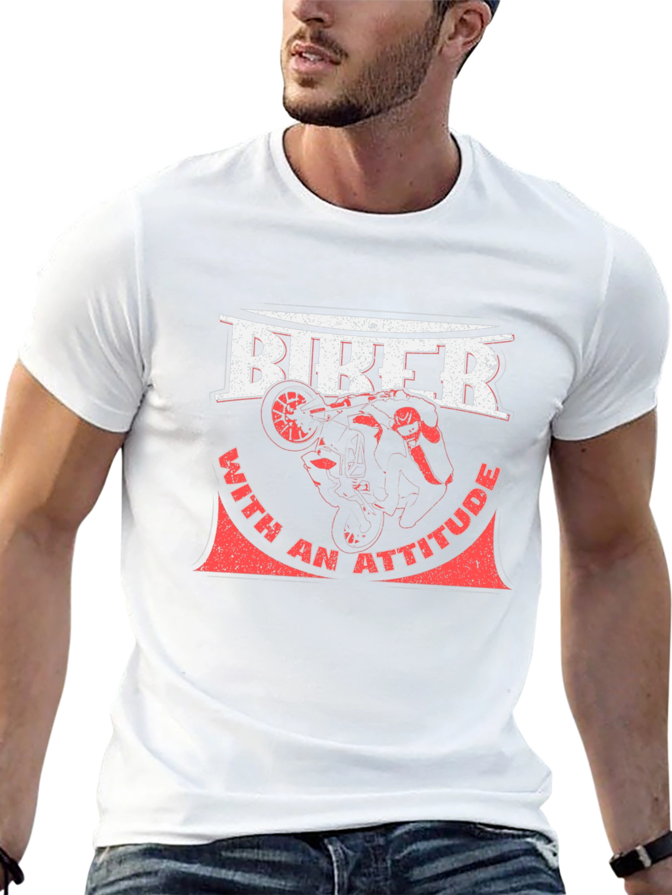 Biker with Attitude Black Graphic T-Shirt
