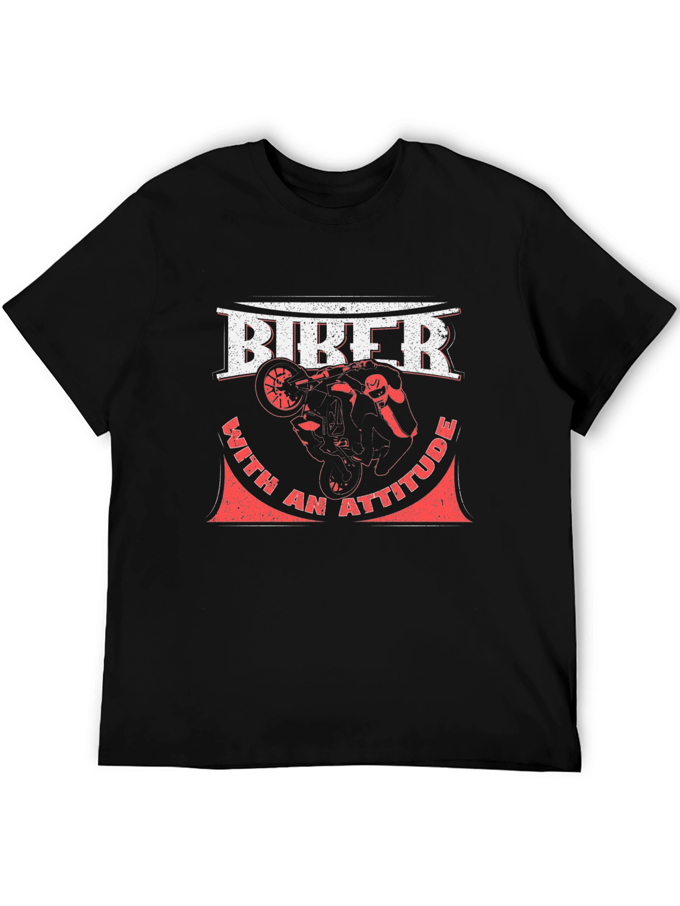 Biker with Attitude Black Graphic T-Shirt