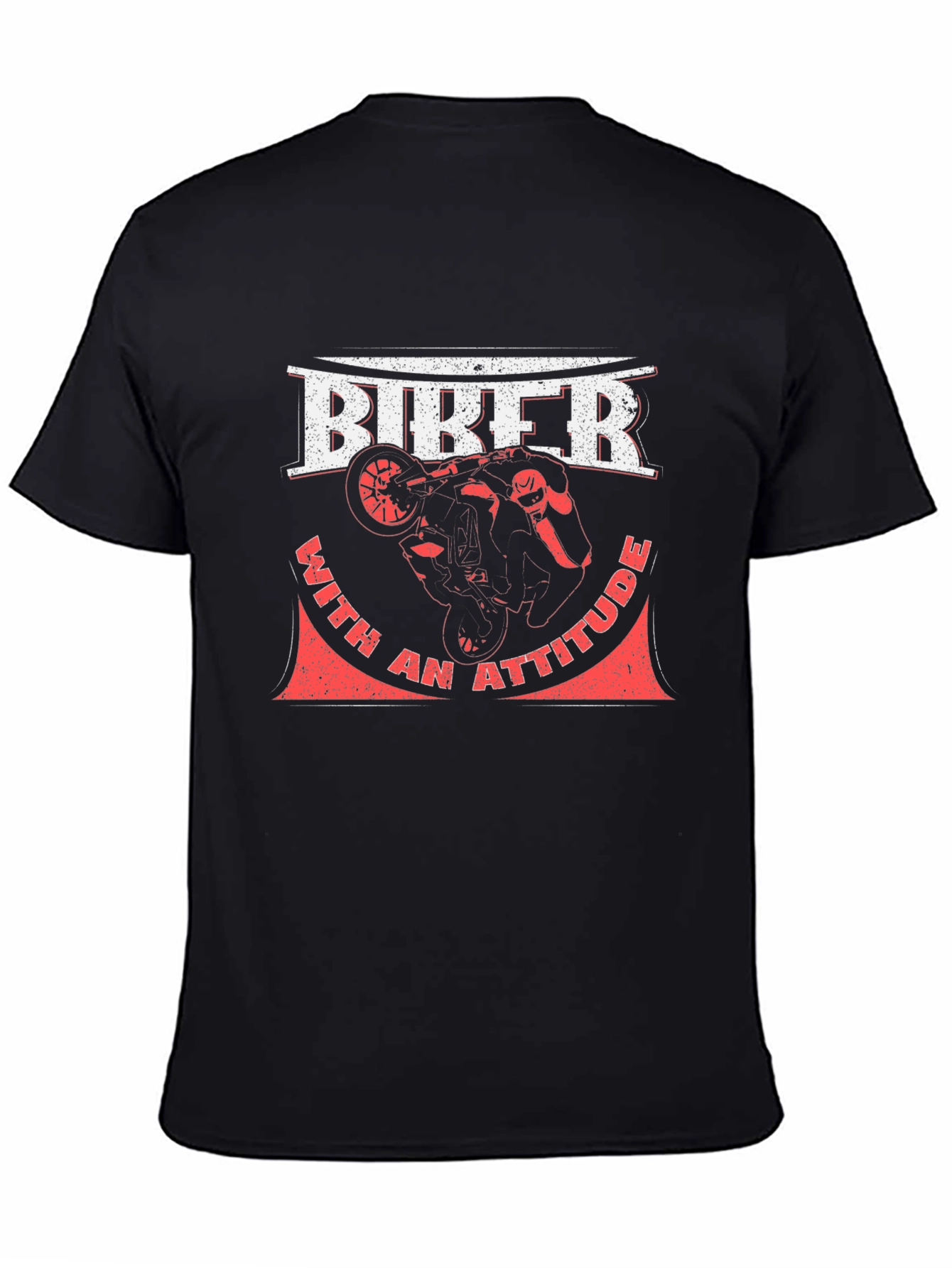 Biker with Attitude Black Graphic T-Shirt
