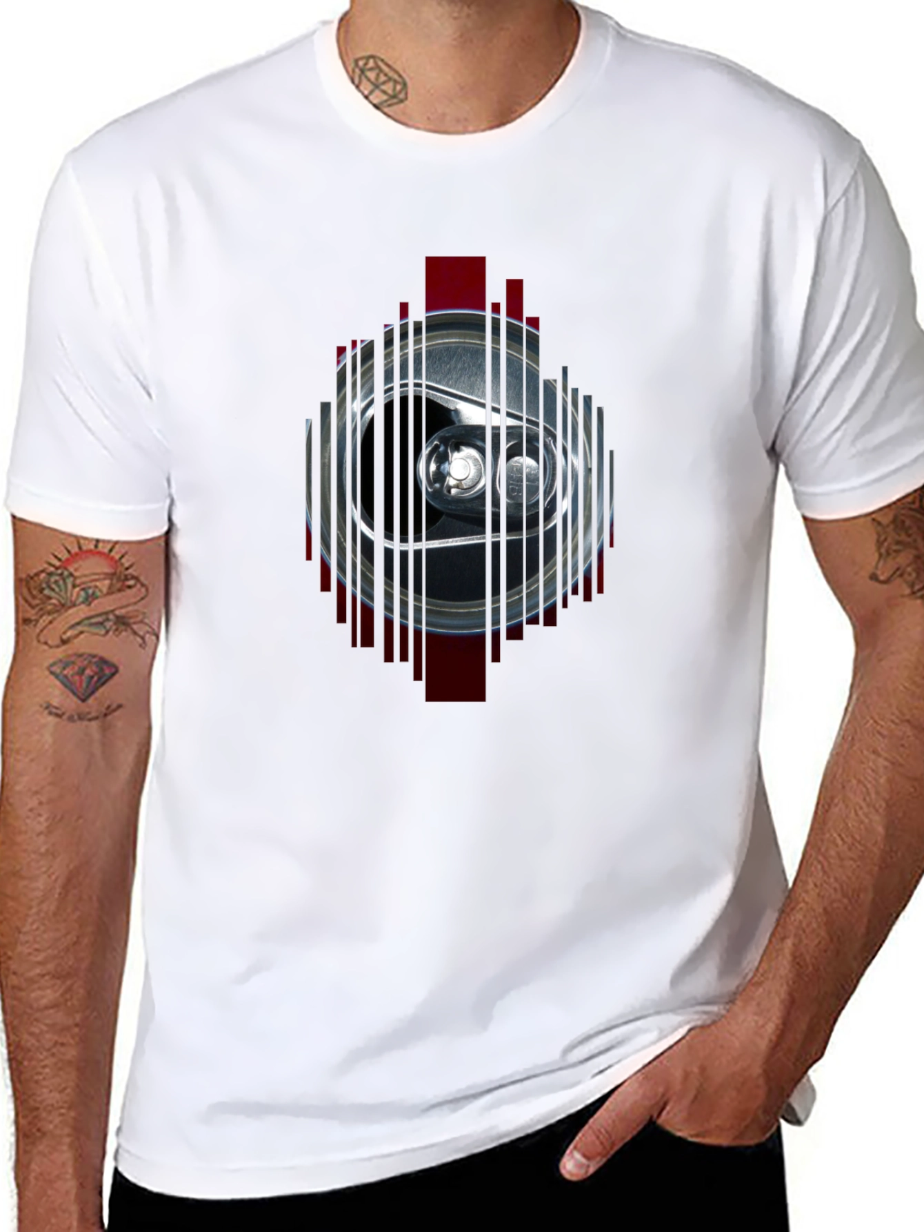 Mens Black T-Shirt with Can Graphic