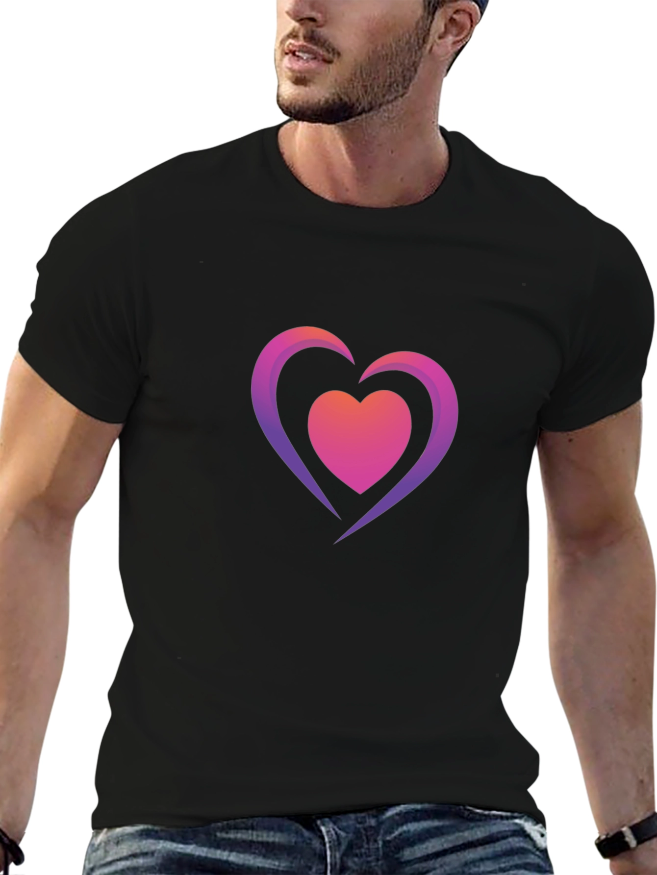 Heart Graphic Black T-Shirt - Stylish Casual Tee