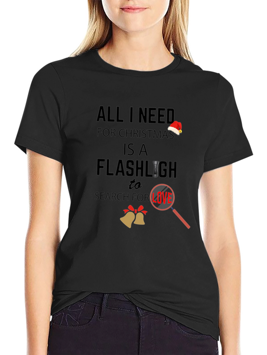 Funny Christmas Flashlight Love Search T-Shirt