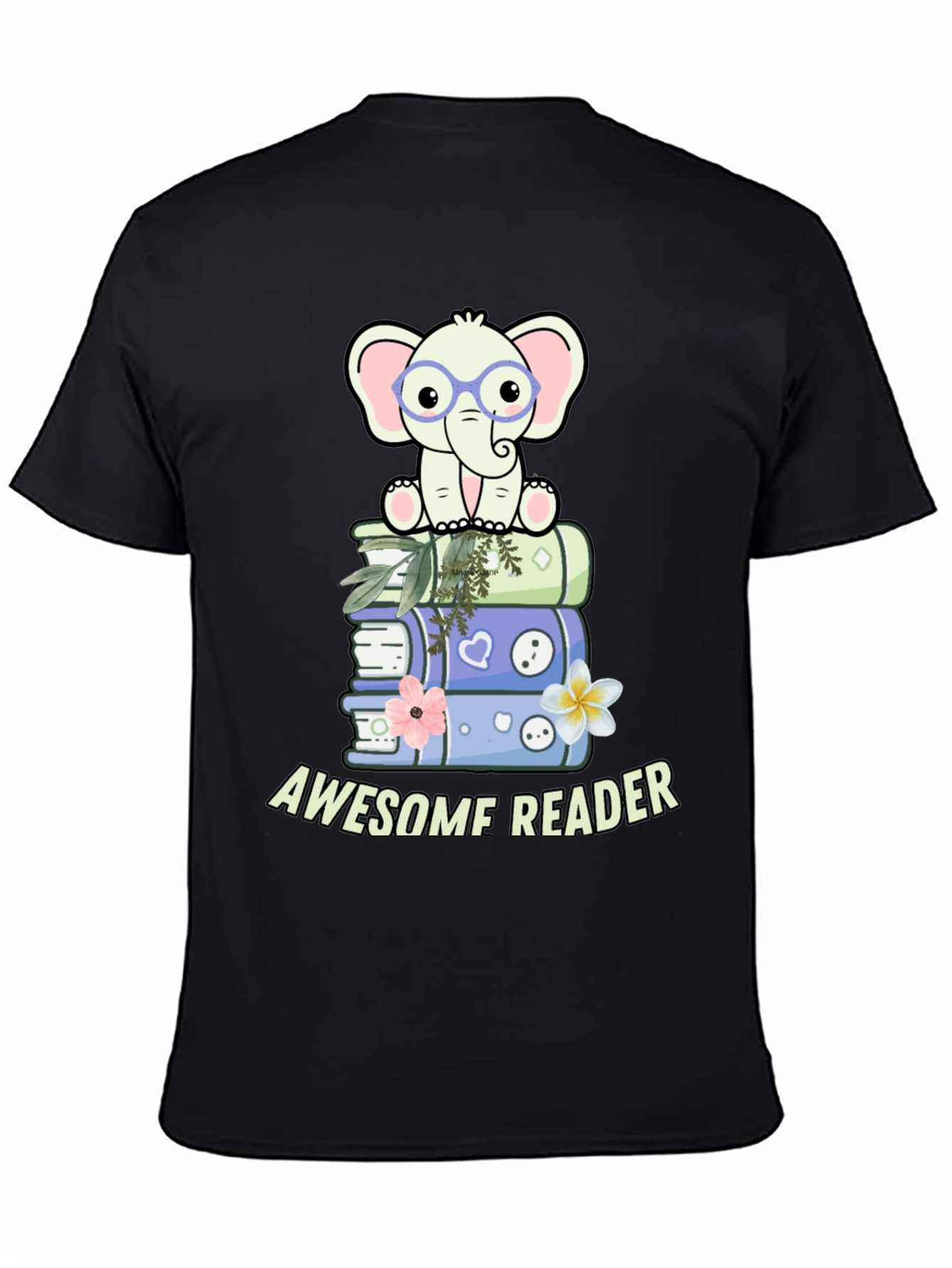 Awesome Reader T-Shirt with Elephant & Books