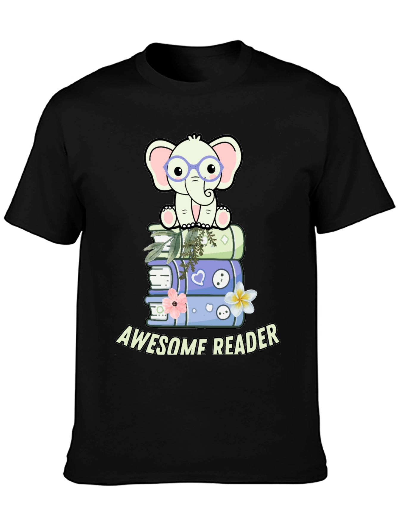 Awesome Reader T-Shirt with Elephant & Books
