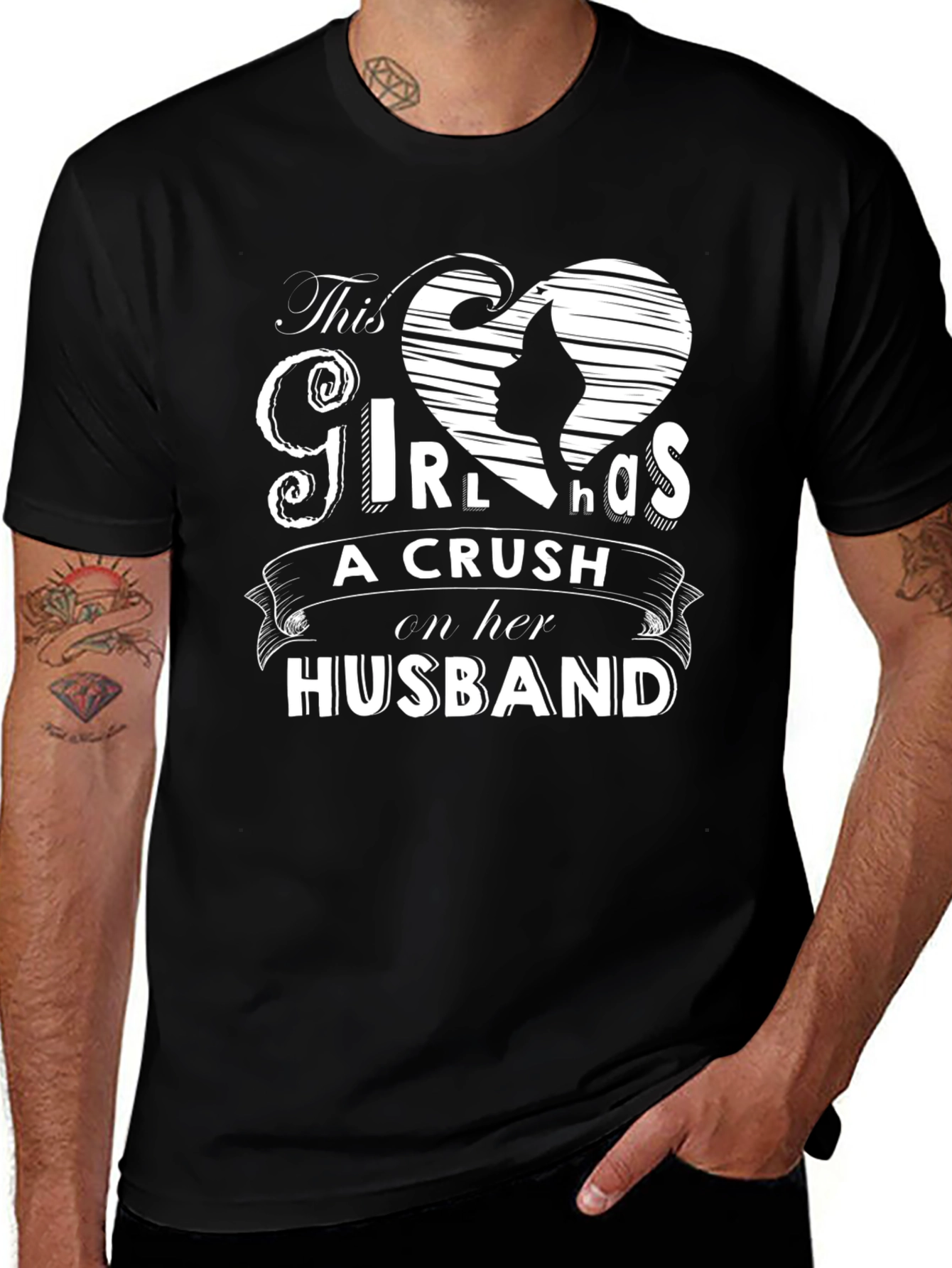 Wife Crush on Husband Graphic T-Shirt - Black