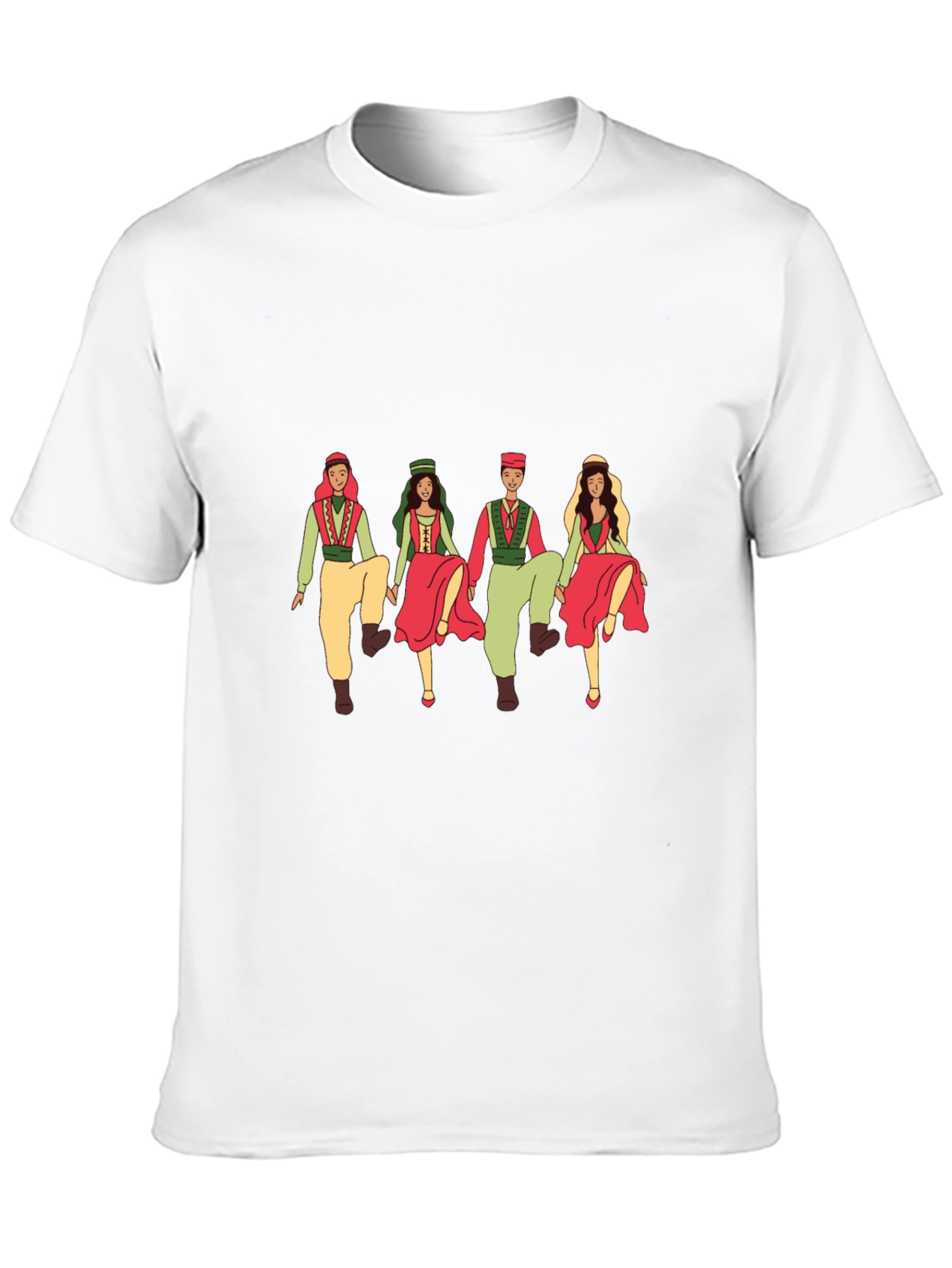Folk Dance Graphic Tee - Black Crew Neck