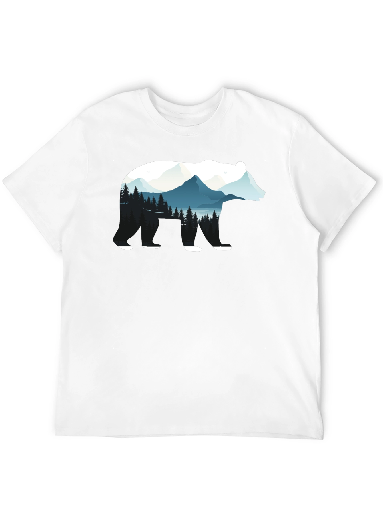 Bear Silhouette Nature Graphic Tee - Black