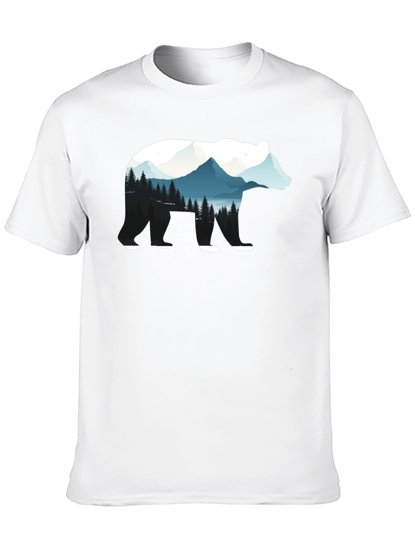 Bear Silhouette Nature Graphic Tee - Black