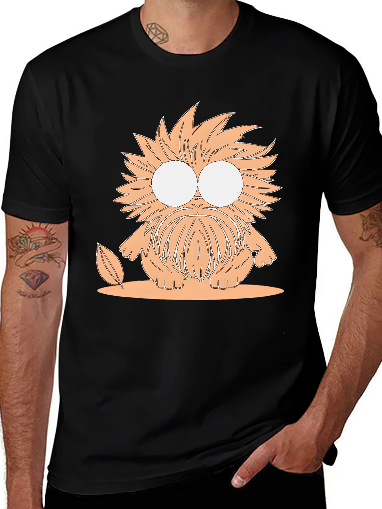 Cartoon Monster Graphic Tee - Unisex Black T-Shirt