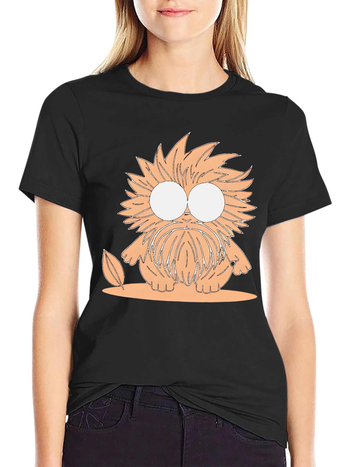 Cartoon Monster Graphic Tee - Unisex Black T-Shirt