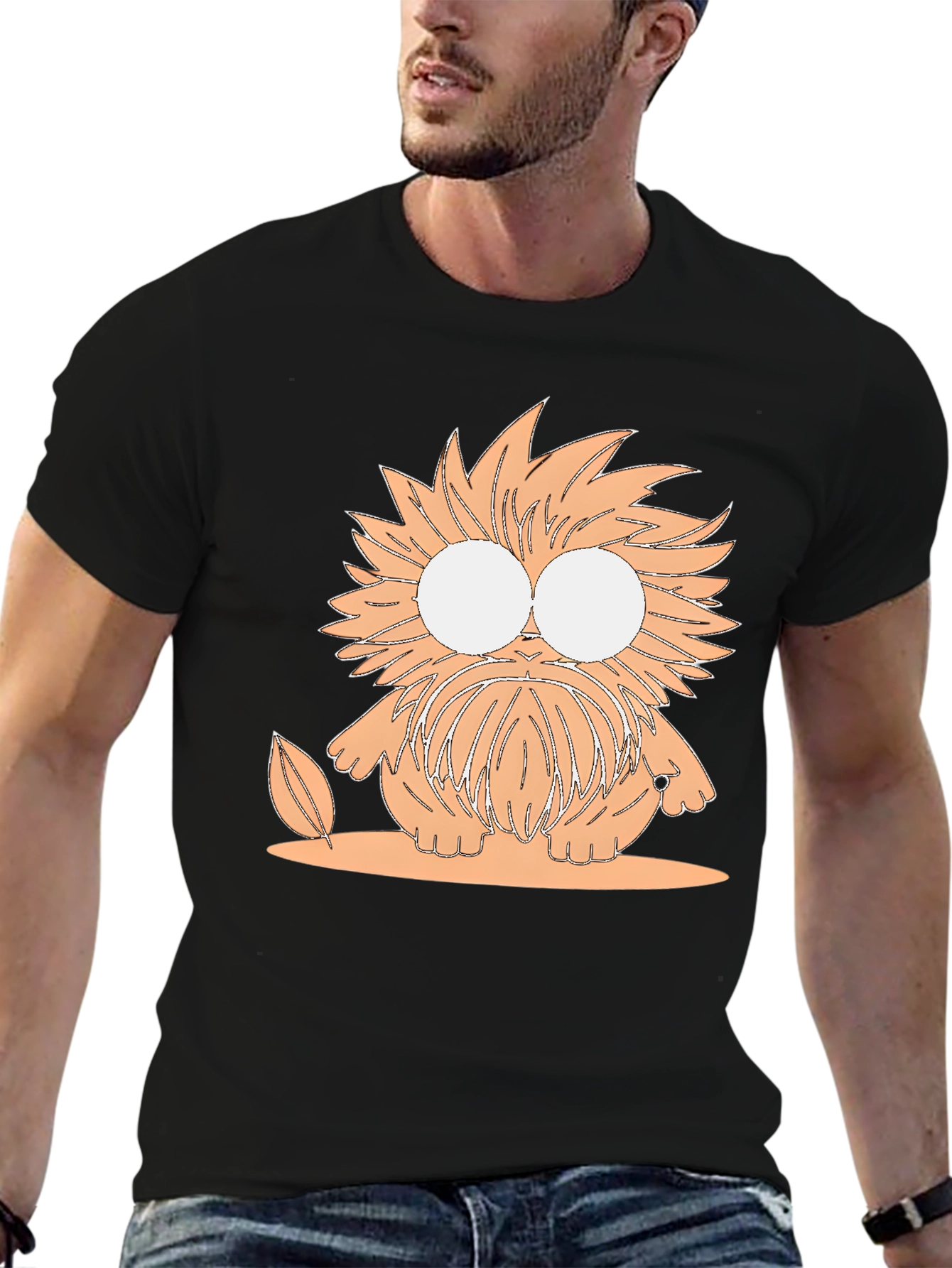 Cartoon Monster Graphic Tee - Unisex Black T-Shirt