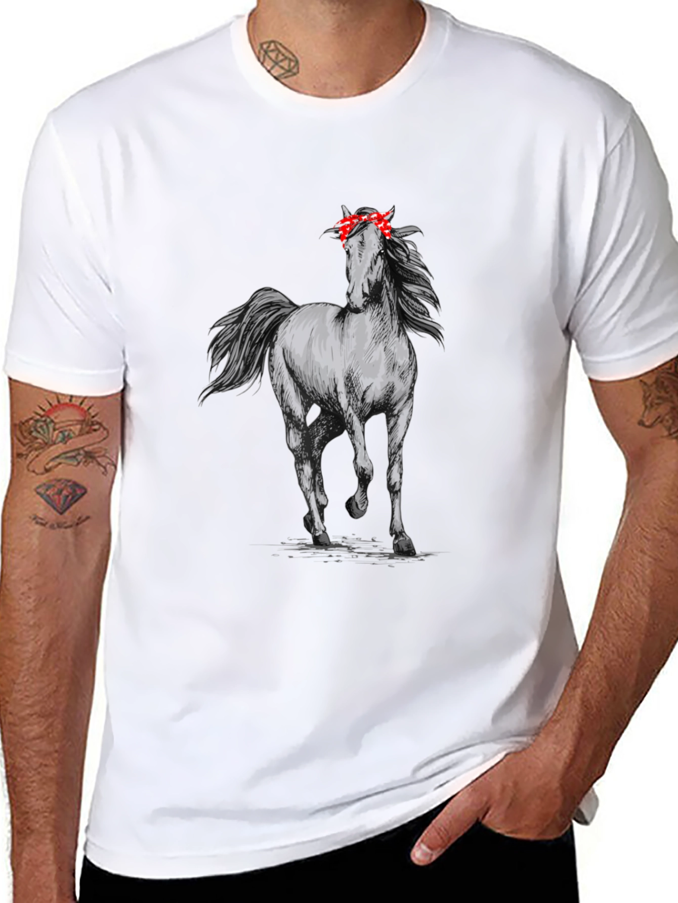 Horse with Bandana Graphic T-Shirt