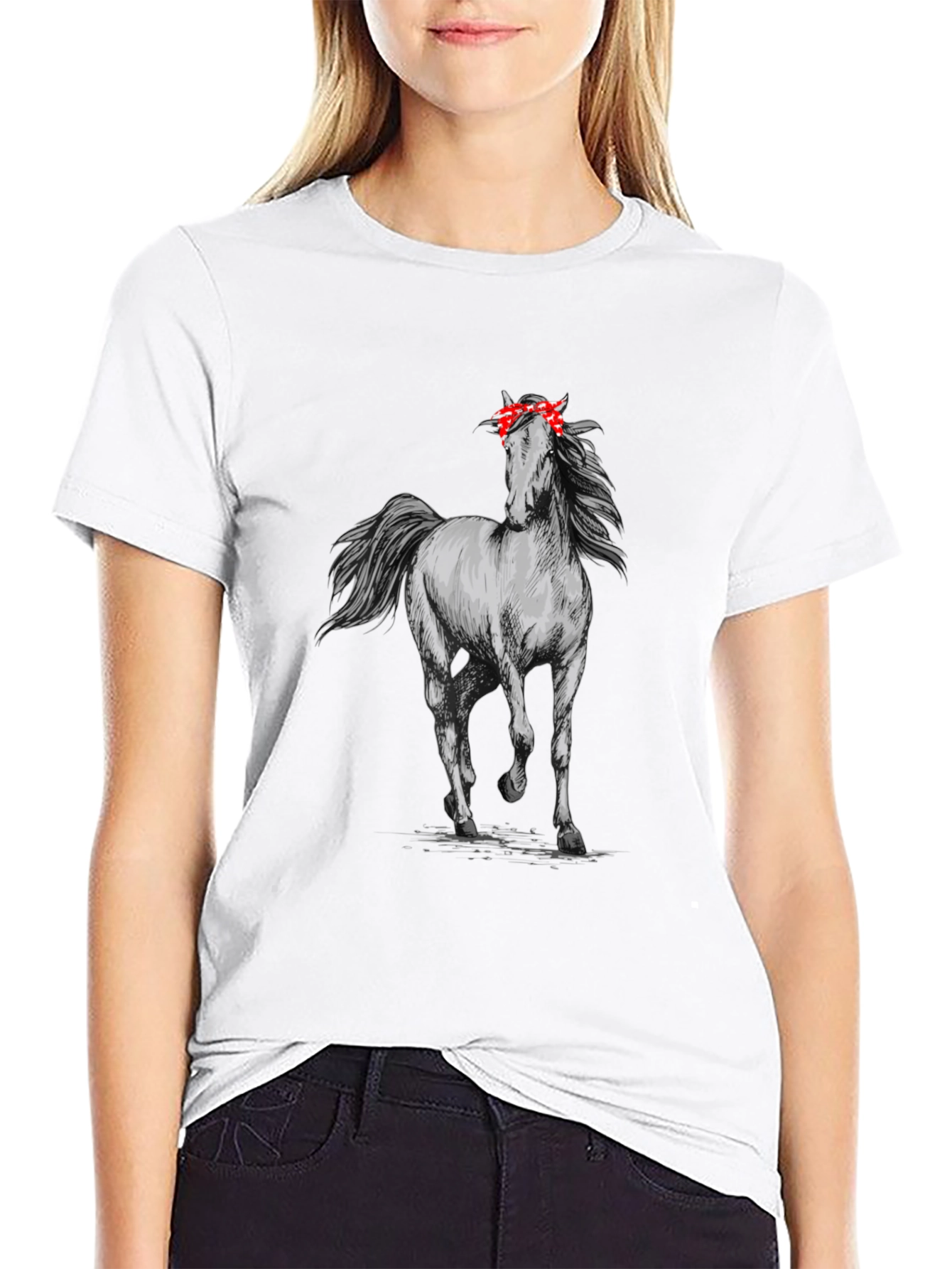 Horse with Bandana Graphic T-Shirt