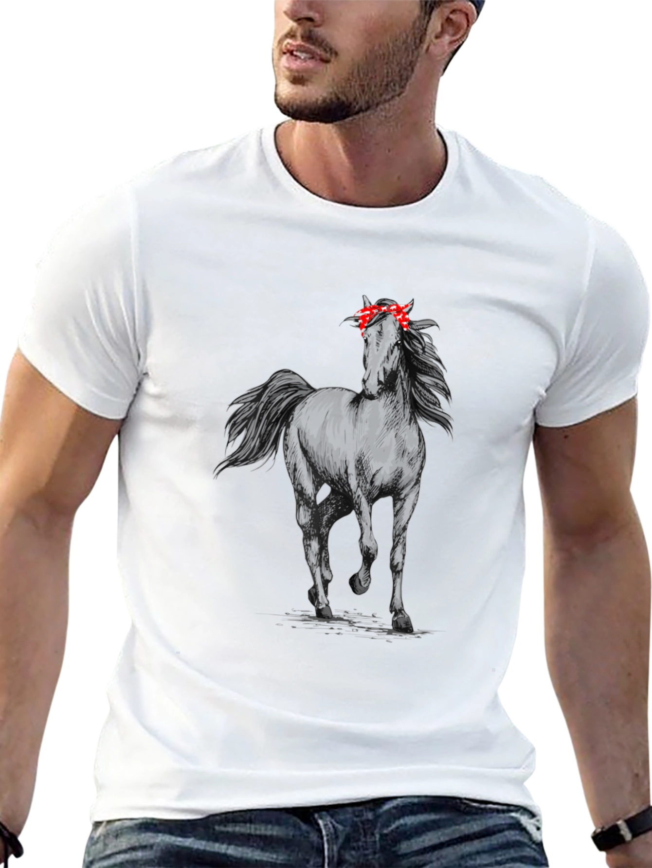 Horse with Bandana Graphic T-Shirt