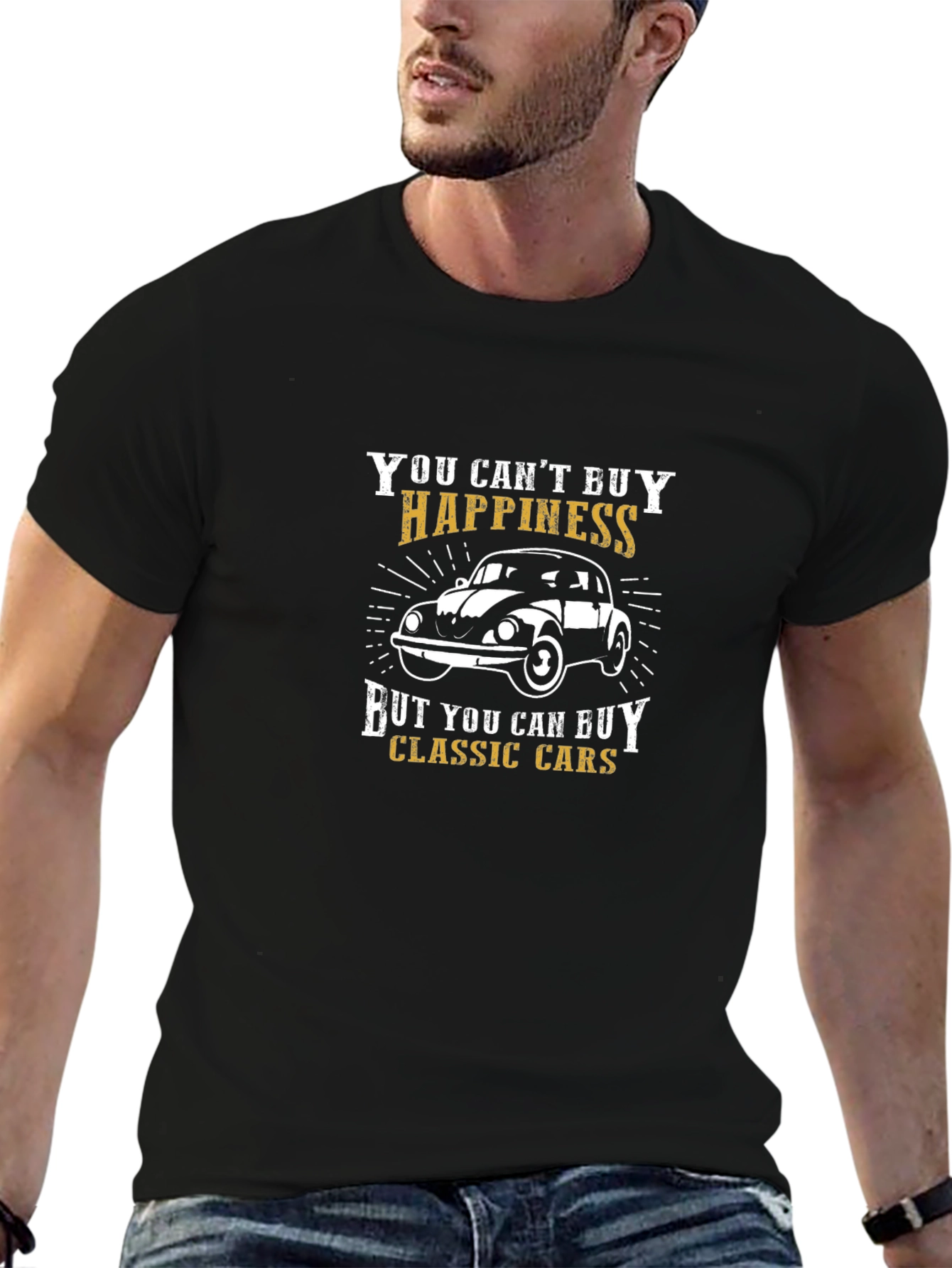 Classic Car Happiness T-Shirt - Black